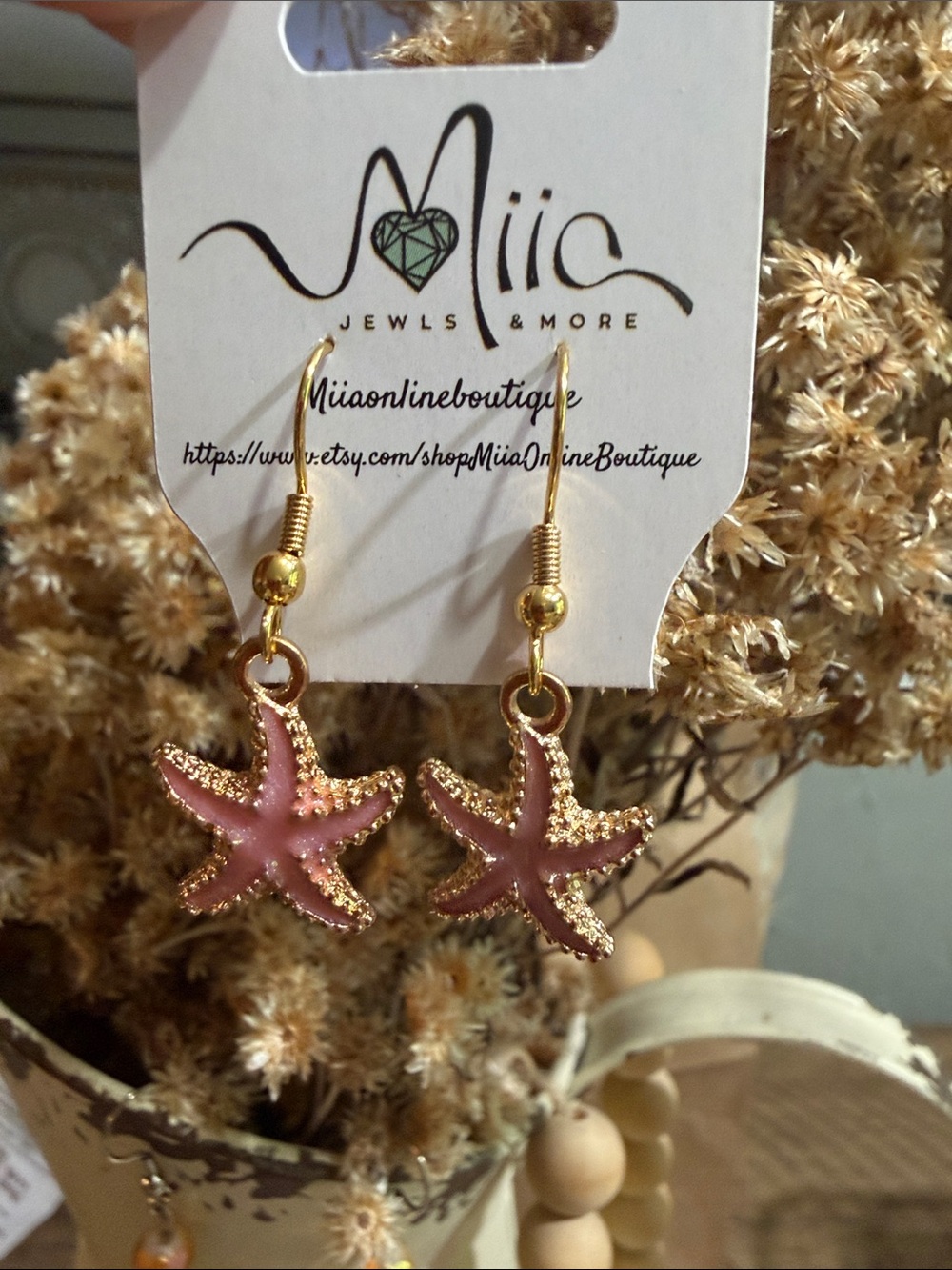 Miia Jewls & More Pink Starfish Drop Earrings